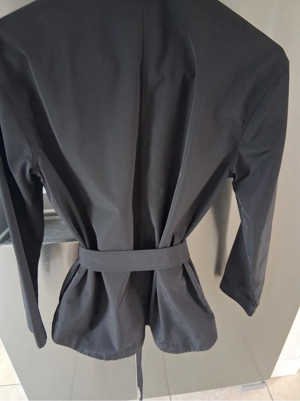 Michael Kors Black Utility Jacket with Gold Buttons and belt